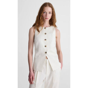 Madewell | NWT Cutaway Vest Ivory Sleeveless Button Top Tailored | Sz 10